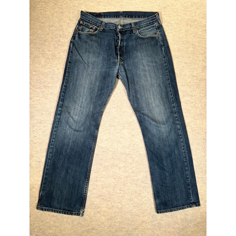 Levis 501 Original Fit Straight Jeans Mens 36x32 Blue Denim‎ Cotton Medium Wash